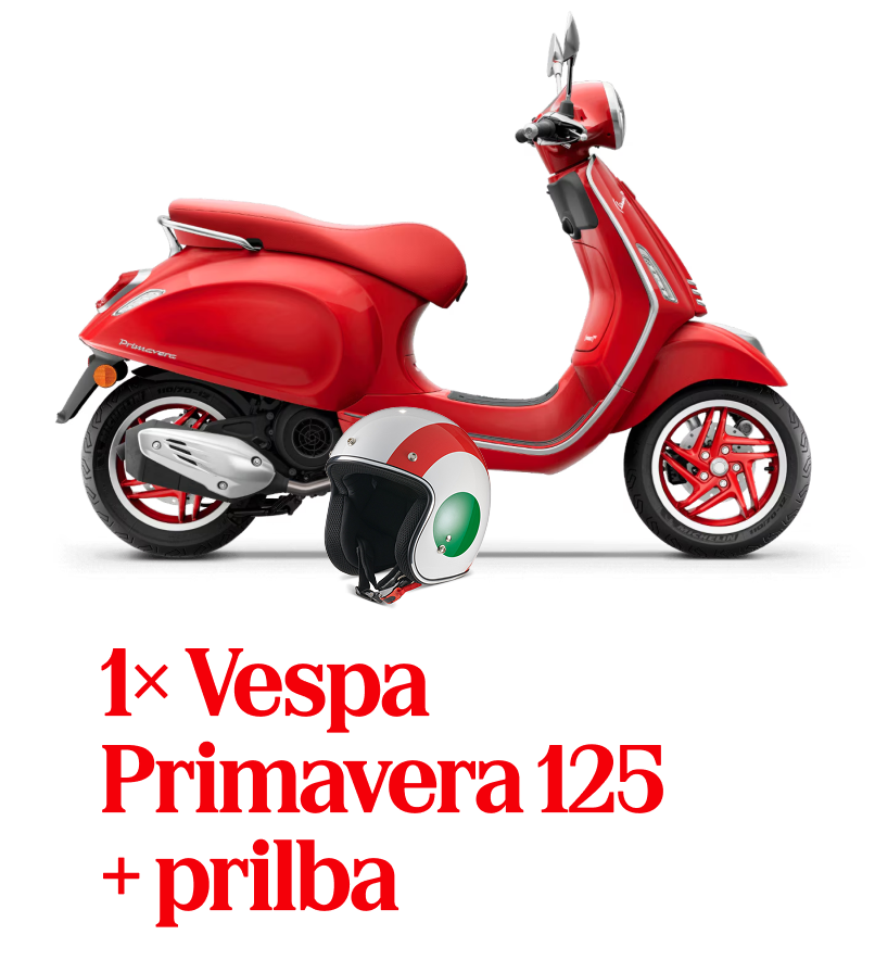 1× Vespa Primavera 125 a helma