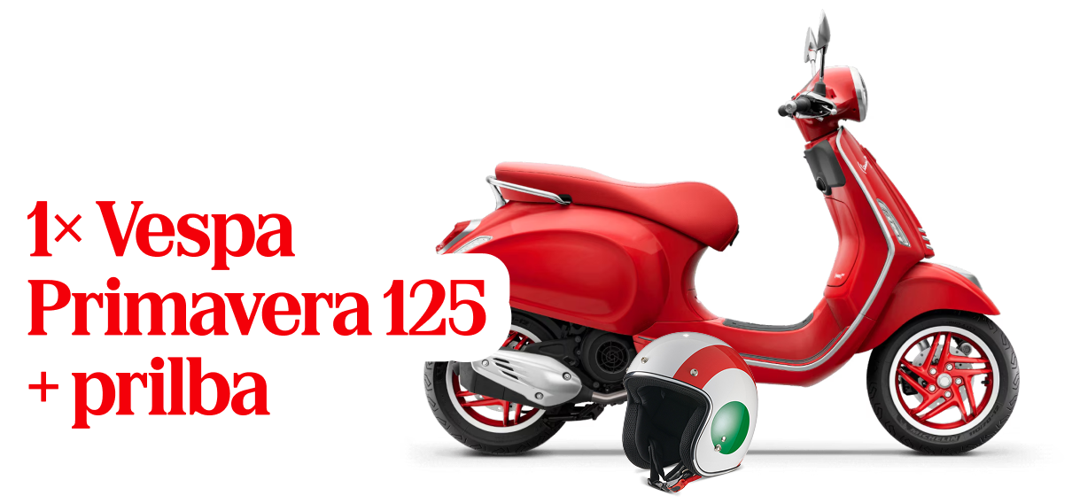 1× Vespa Primavera 125 a helma